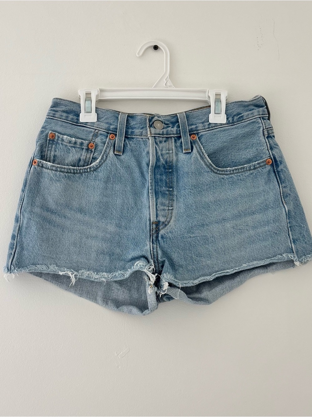 Levi’s 501 Light Wash Blue Denim Shorts
